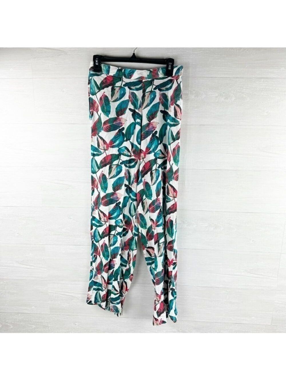 Onia Mila Multicolor Leaf Print High Waist Wide Leg Pants - Picture 3 of 9